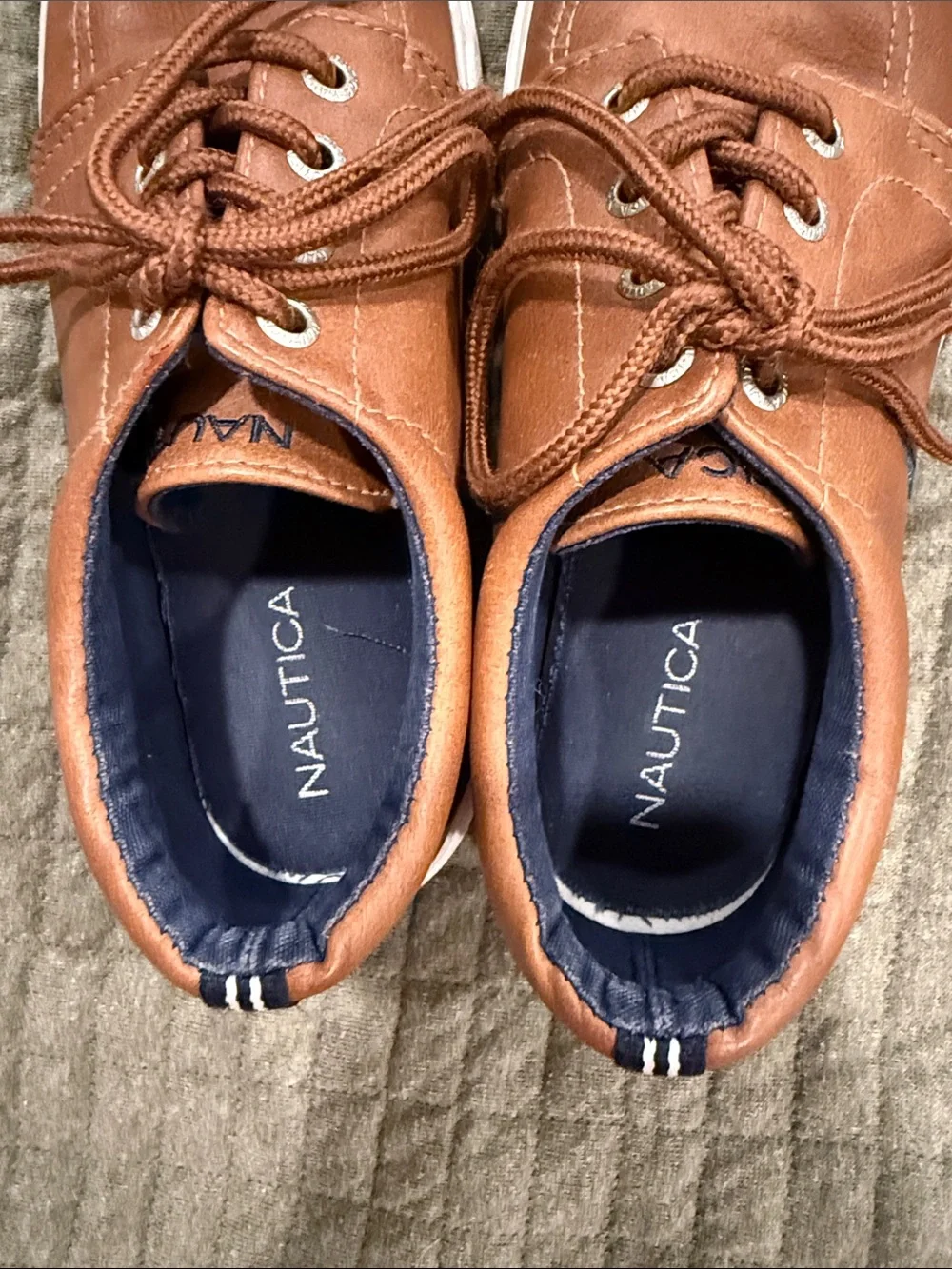 Nautica Boy’s Berrian Faux Leather Boat Shoes Size 2